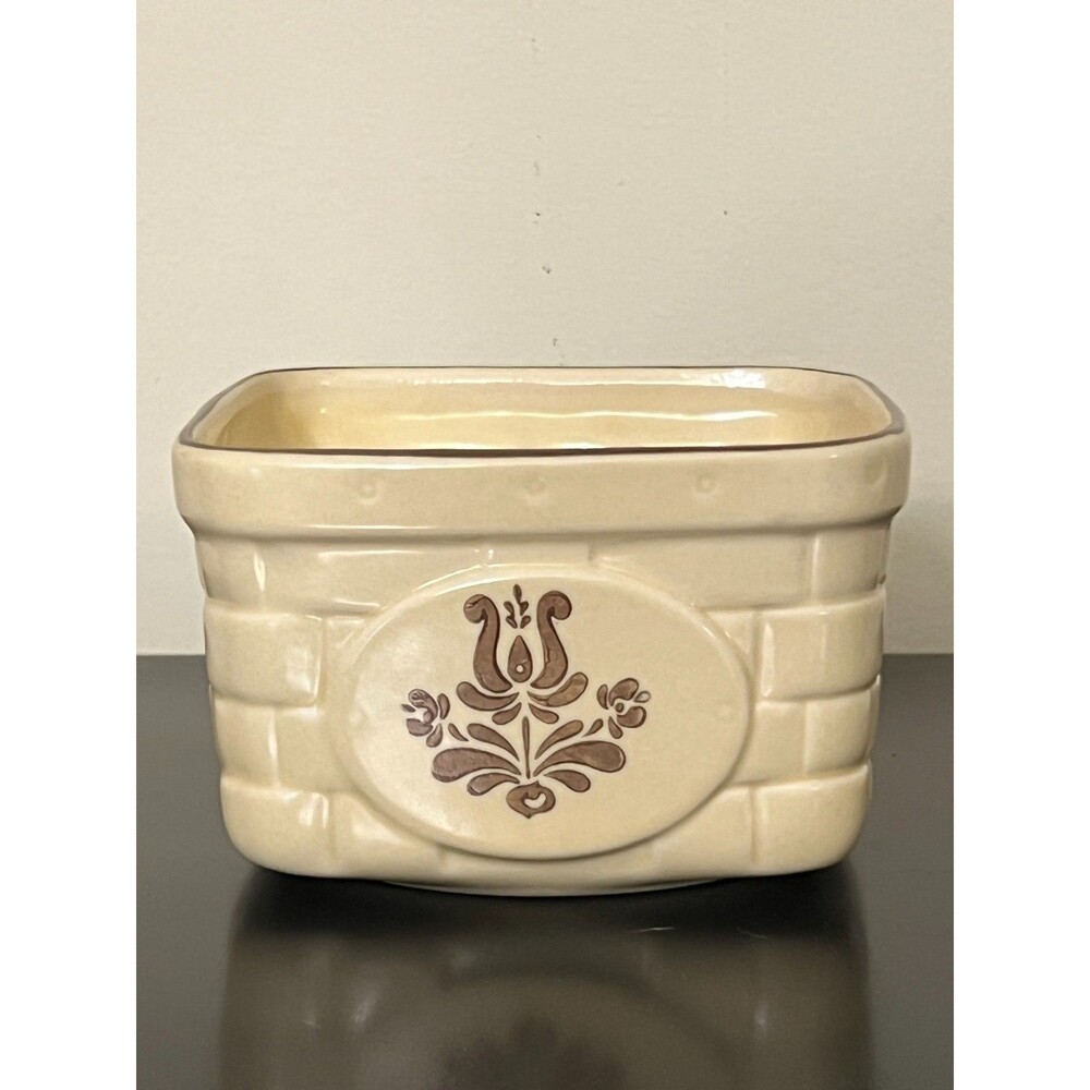Vintage Pfaltzgraff Stoneware Village Square Weaved Basket 6-1/4" Made In USA